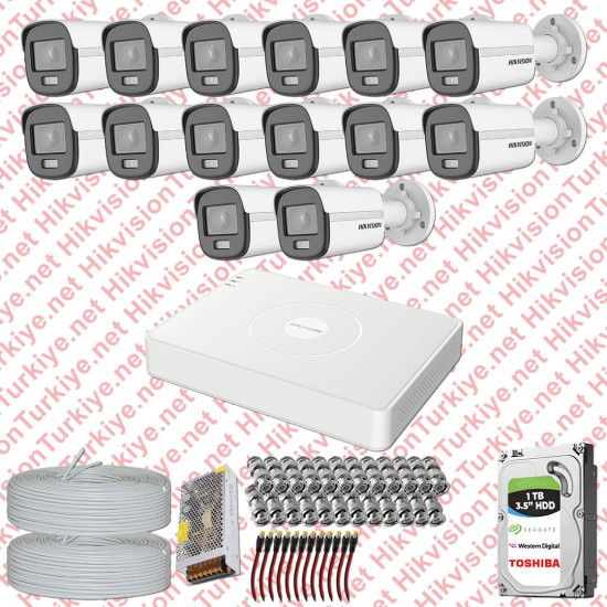 Hikvision Colorvu Gece Renkli 14 Kameralı Set 1TB Hdd